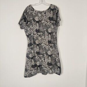 Floral Black and White Mini Dress